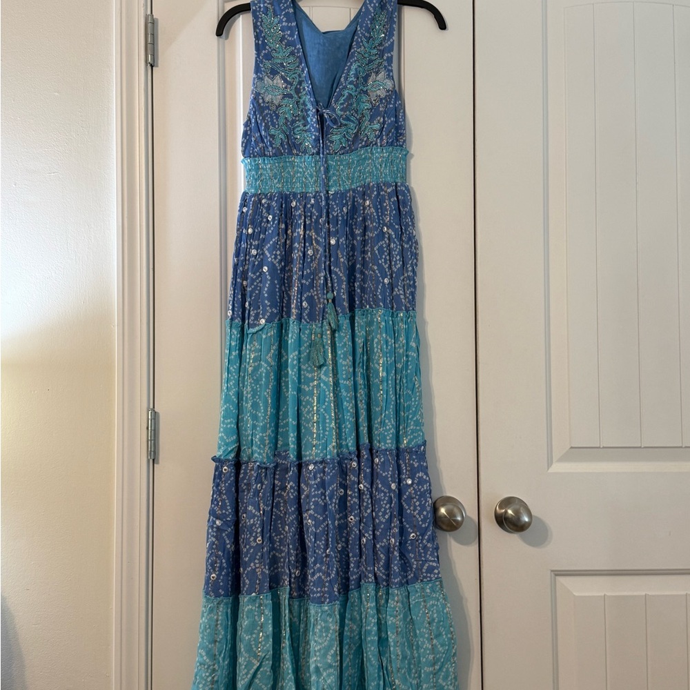 Chic Blue and Teal Maxi Dress